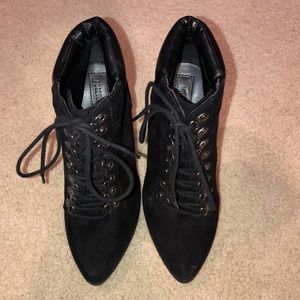 Forever 21 Faux suede lace up stiletto booties